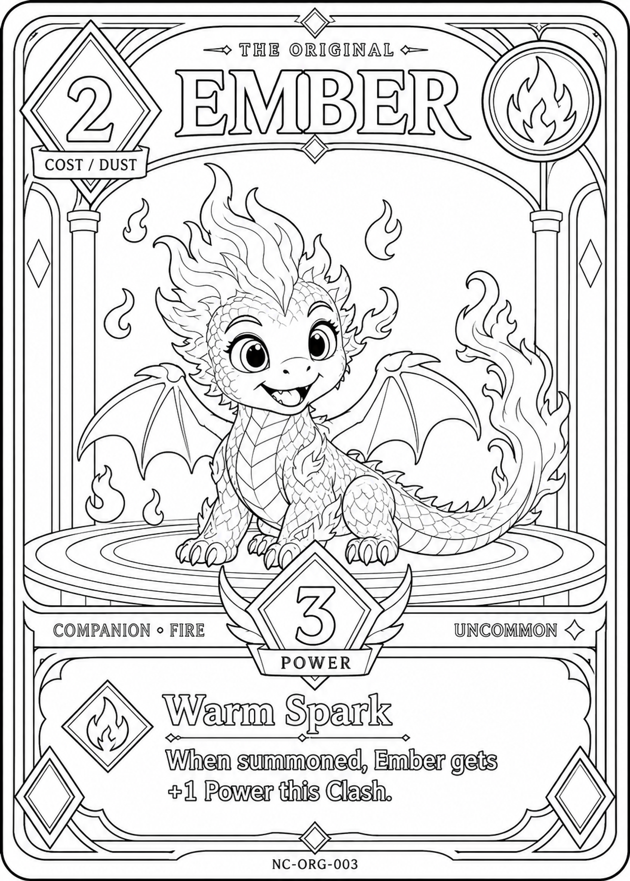 Ember line-art target card
